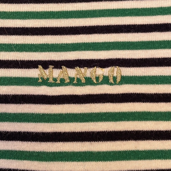 Green striped crop top with “Mango” brand detail - Picture 2 of 4